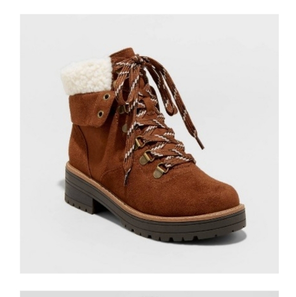 Universal Thread Target boots Karissa microsuede sherpa cuff chocolate brown 10 - Picture 1 of 12